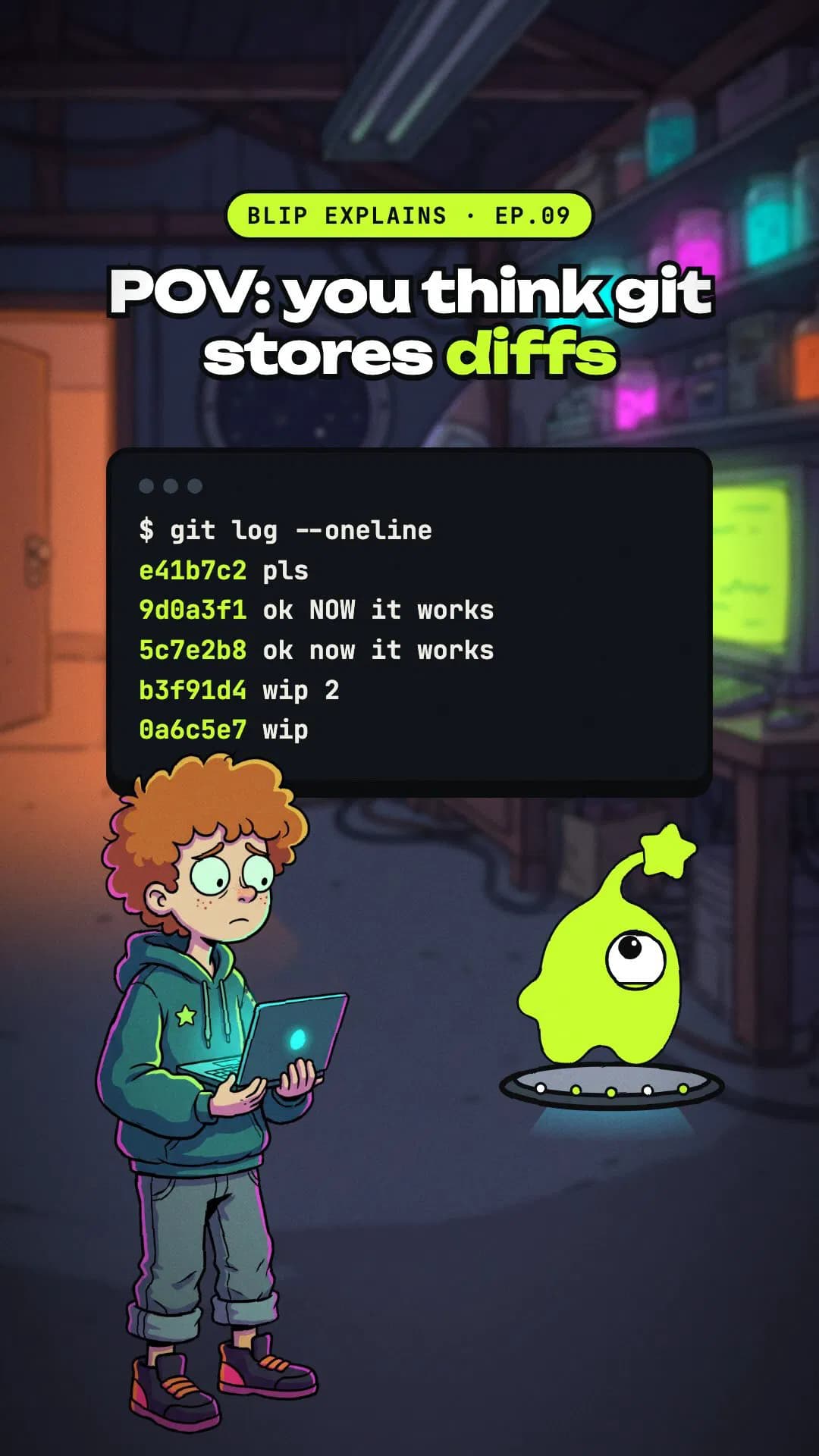 committing every five minutes is fine. git only stores the diff. right? 👾

#git #programmerhumor #devlife #softwareengi